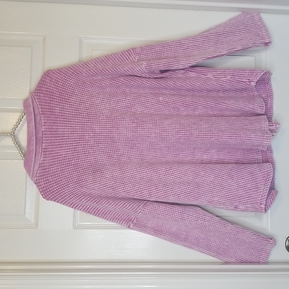 Bucketlist Waffle Knit Oversized Dusty Purple Womens Shacket Acid Wash T… - Picture 5 of 10